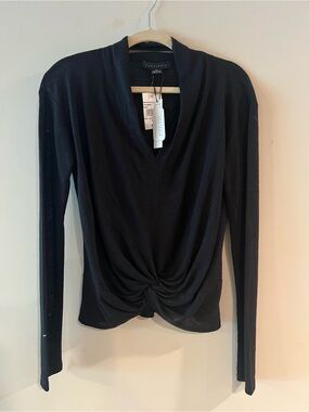 Sanctuary Black Long-Sleeve Twist Front Top